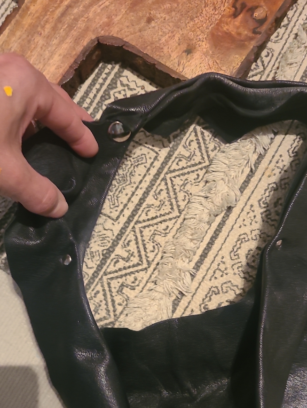 Black Leather Triangle Bandana Scarf - Picture 11 of 11